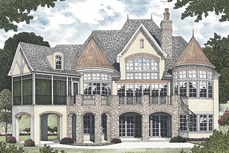 Home Plan - Exterior - Rear Elevation for European House Plan #453-594 - 4 bed, 4 bath