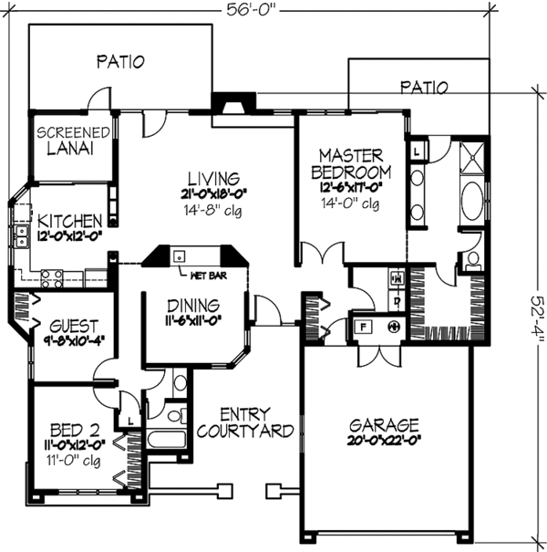 Architectural House Design - Mediterranean Floor Plan - Main Floor Plan #320-1070