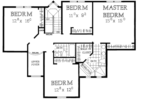 House Blueprint - European Floor Plan - Upper Floor Plan #72-461