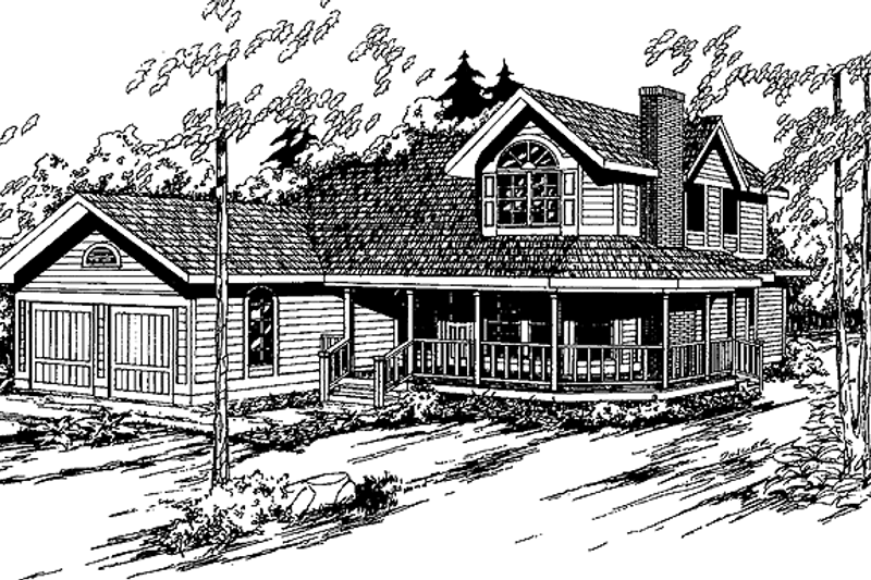 Home Plan - Country Exterior - Front Elevation Plan #60-977