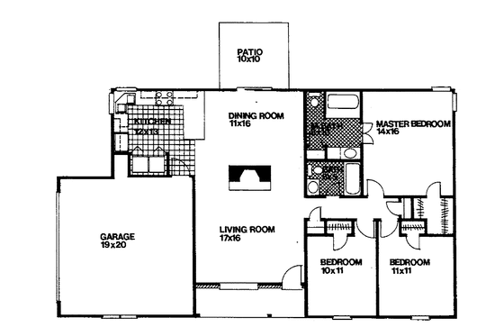Floor Plan - Main Floor for Ranch House Plan #30-325 - 3 bed, 2 bath