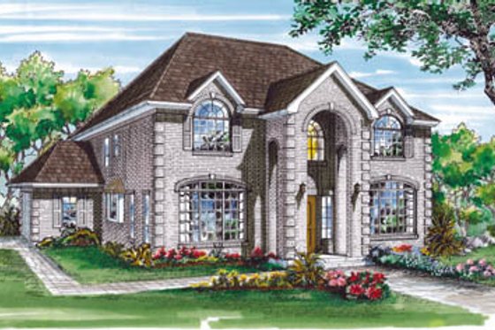 Exterior - Front Elevation for European House Plan #47-530 - 4 bed, 2.5 bath
