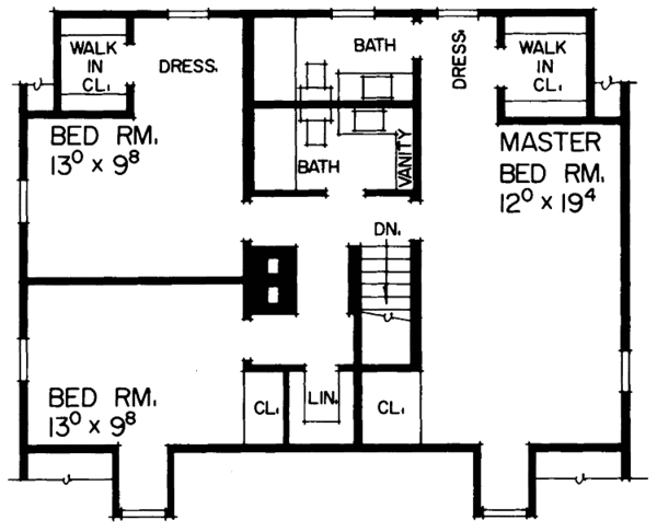 House Blueprint - Colonial Floor Plan - Upper Floor Plan #72-547