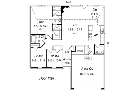 Floor Plan - Main Floor for Traditional House Plan #329-179 - 3 bed, 2 bath