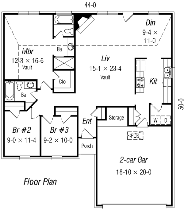 Floor Plan - Main Floor for Traditional House Plan #329-179 - 3 bed, 2 bath