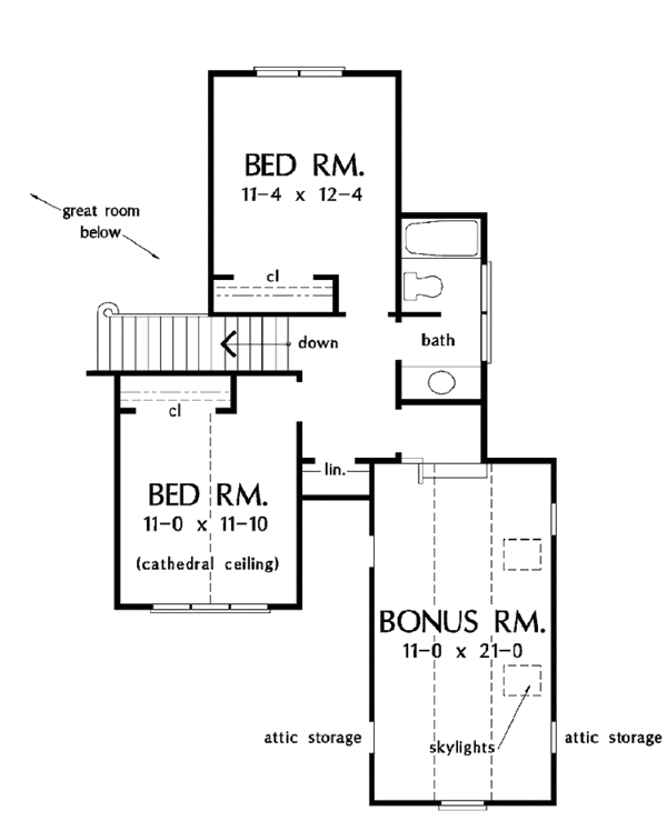 House Blueprint - Traditional Floor Plan - Upper Floor Plan #929-493