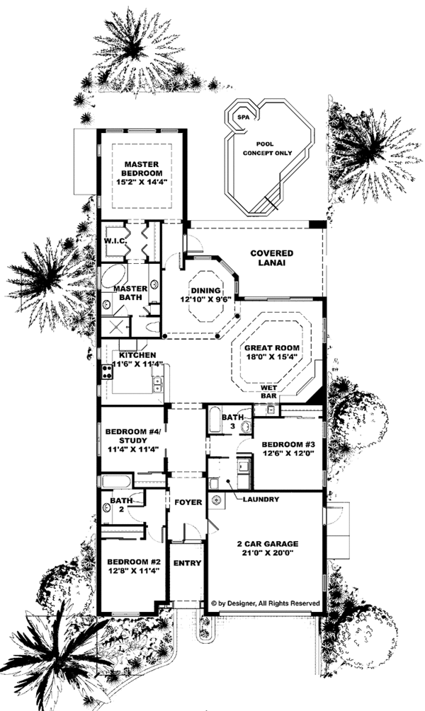 House Plan Design - Mediterranean Floor Plan - Main Floor Plan #1017-84