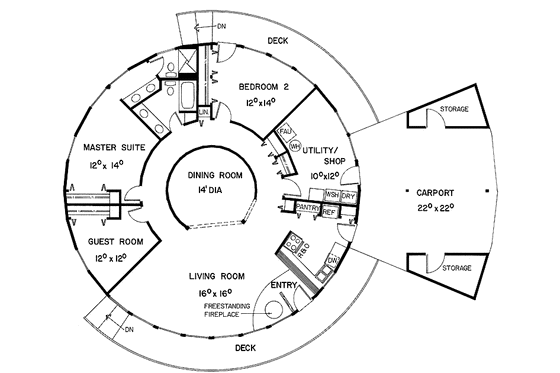 Floor Plan - Main Floor for Craftsman House Plan #60-926 - 3 bed, 2 bath