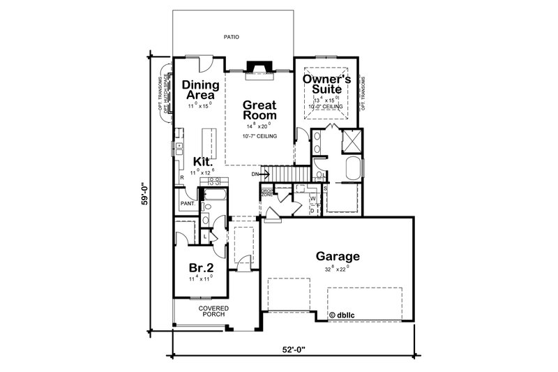 House Blueprint - Floor Plan - Main Floor for European House Plan #20-2575 - 4 bed, 3 bath