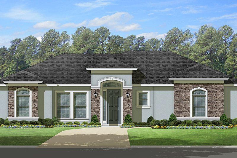 Home Plan - Exterior - Front Elevation 3 for Mediterranean House Plan #1058-112 - 3 bed, 2 bath