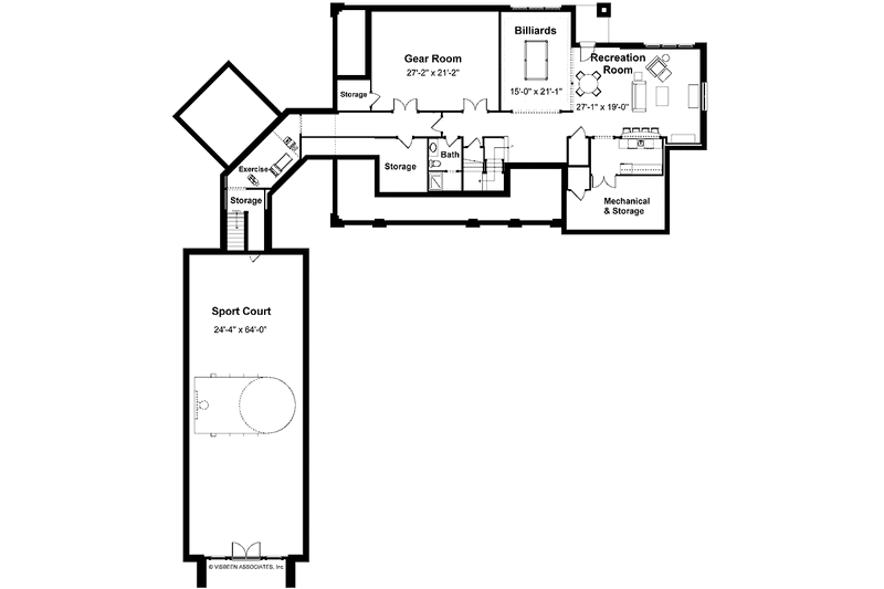 House Design - Floor Plan - Lower Floor for Traditional House Plan #928-33 - 5 bed, 4.5 bath