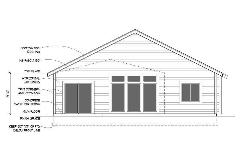 Home Plan - Exterior - Rear Elevation for Craftsman House Plan #112-235 - 3 bed, 2 bath
