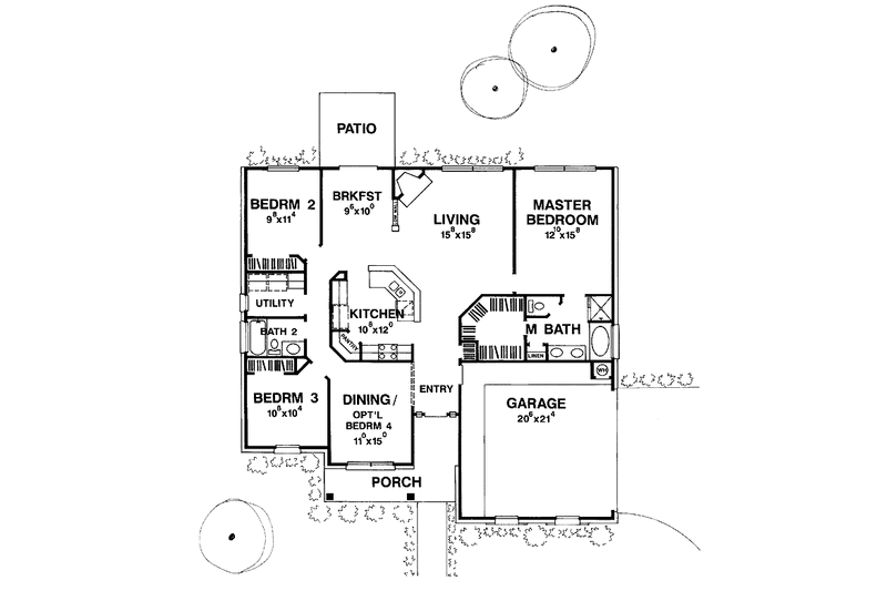 Home Plan - Floor Plan - Main Floor for Ranch House Plan #472-63 - 3 bed, 2 bath