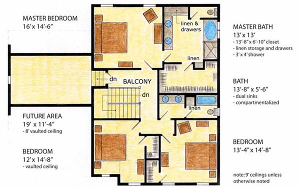 House Plan Design - Country Floor Plan - Upper Floor Plan #410-3564