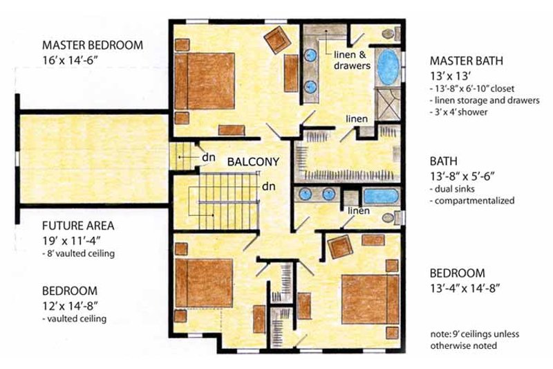 Home Plan - Floor Plan - Upper Floor for Country House Plan #410-3564 - 3 bed, 2.5 bath