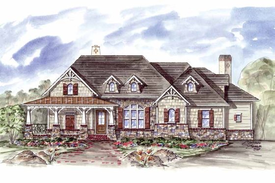 Exterior - Front Elevation 5 for Craftsman House Plan #54-304 - 3 bed, 2 bath