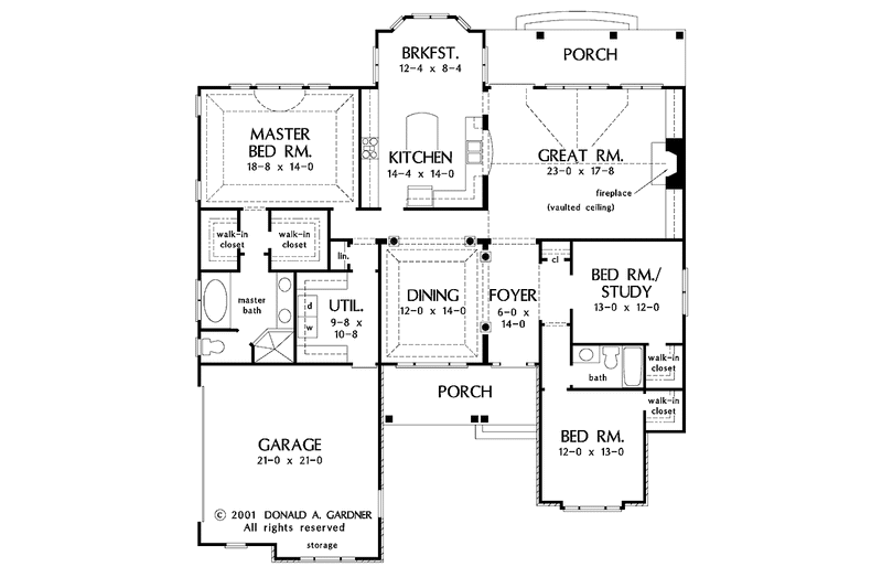 Home Plan - Floor Plan - Main Floor for Ranch House Plan #929-601 - 3 bed, 2 bath