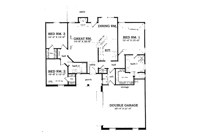 Home Plan - Floor Plan - Main Floor for Colonial House Plan #42-568 - 3 bed, 2 bath
