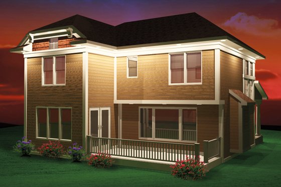 Exterior - Rear Elevation for Bungalow House Plan #70-1069 - 3 bed, 2.5 bath