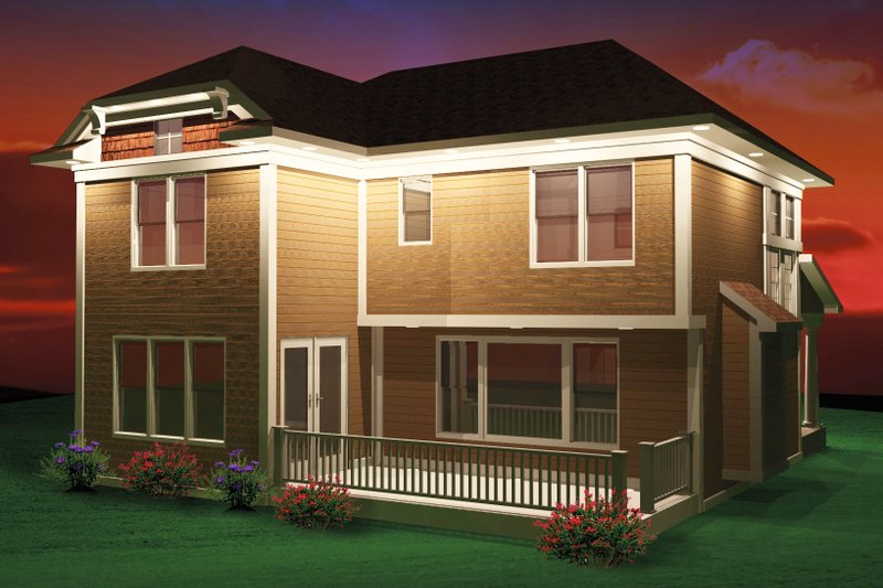 Dream House Plan - Exterior - Rear Elevation for Bungalow House Plan #70-1069 - 3 bed, 2.5 bath