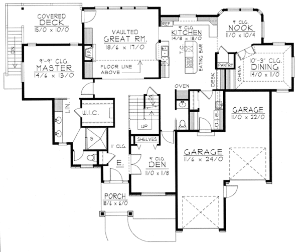 Architectural House Design - Traditional Floor Plan - Main Floor Plan #1037-8