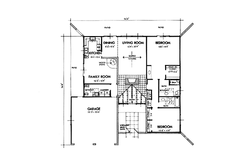 Home Plan - Floor Plan - Main Floor for Contemporary House Plan #320-1349 - 2 bed, 2 bath