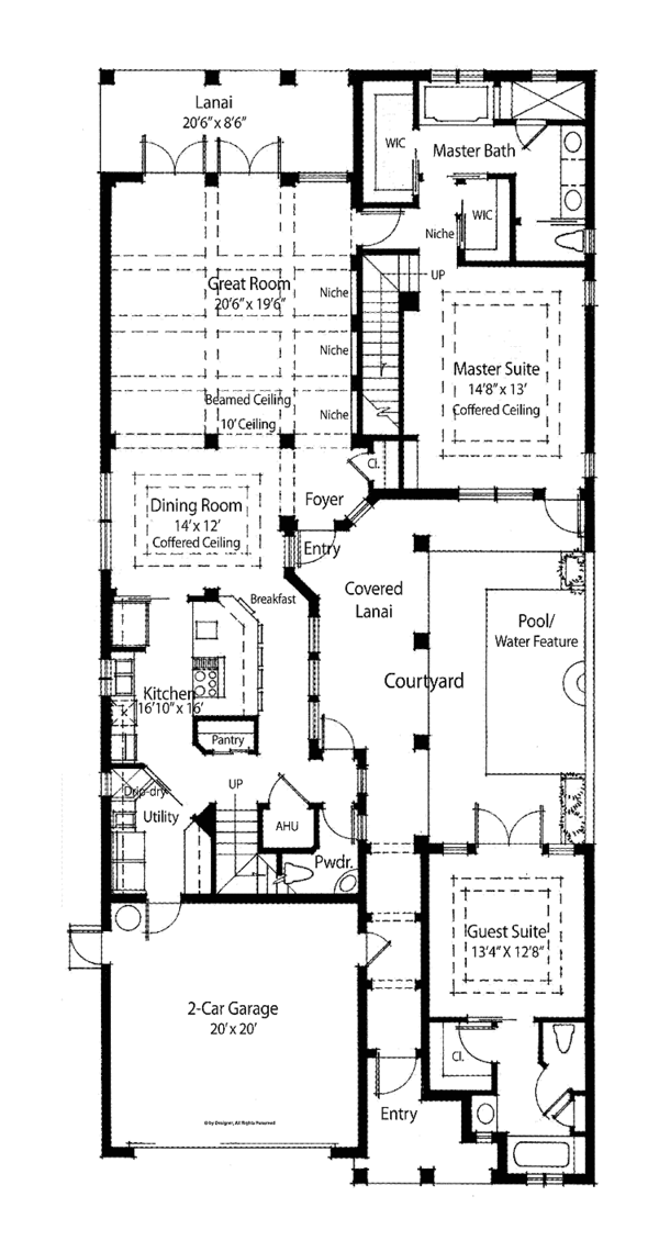 Architectural House Design - Mediterranean Floor Plan - Main Floor Plan #938-25