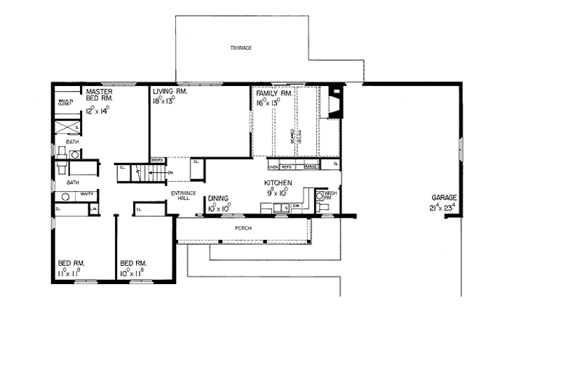 Dream House Plan - Floor Plan - Main Floor for Adobe / Southwestern House Plan #72-666 - 3 bed, 2.5 bath