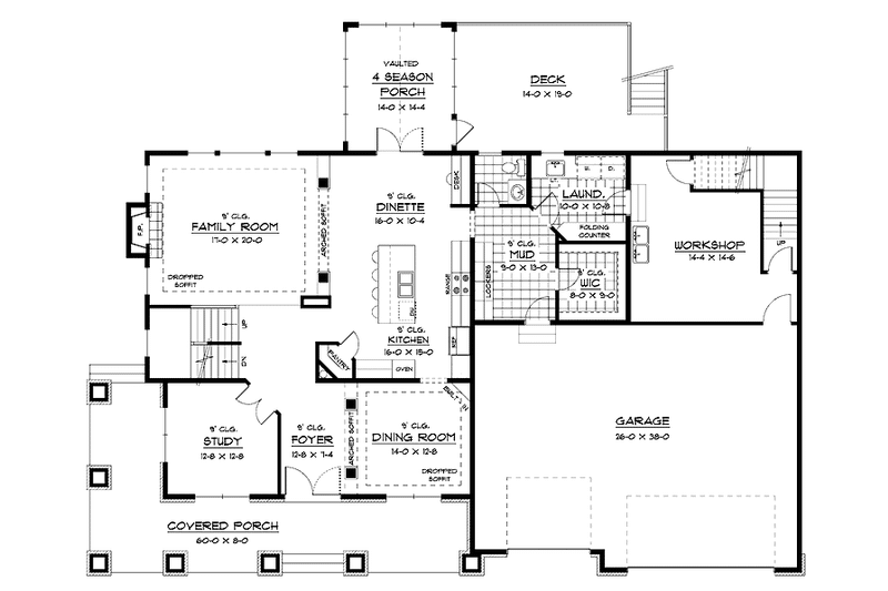 Home Plan - Floor Plan - Main Floor for Traditional House Plan #51-674 - 4 bed, 2.5 bath