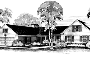 House Plan Design - Exterior - Front Elevation for Country House Plan #72-574 - 5 bed, 3.5 bath