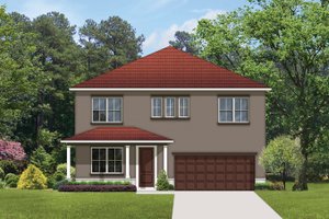Exterior - Front Elevation 3 for Mediterranean House Plan #1058-62 - 4 bed, 2.5 bath