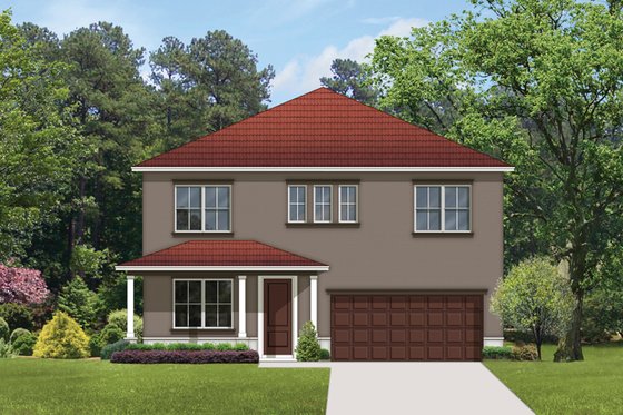 Exterior - Front Elevation 3 for Mediterranean House Plan #1058-62 - 4 bed, 2.5 bath