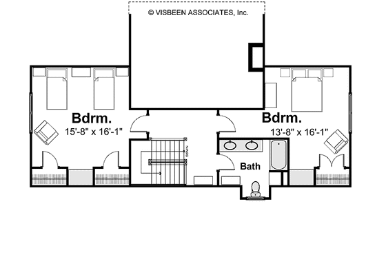 Floor Plan - Upper Floor for Craftsman House Plan #928-199 - 3 bed, 2.5 bath