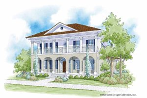 Southern Exterior - Front Elevation Plan #930-401