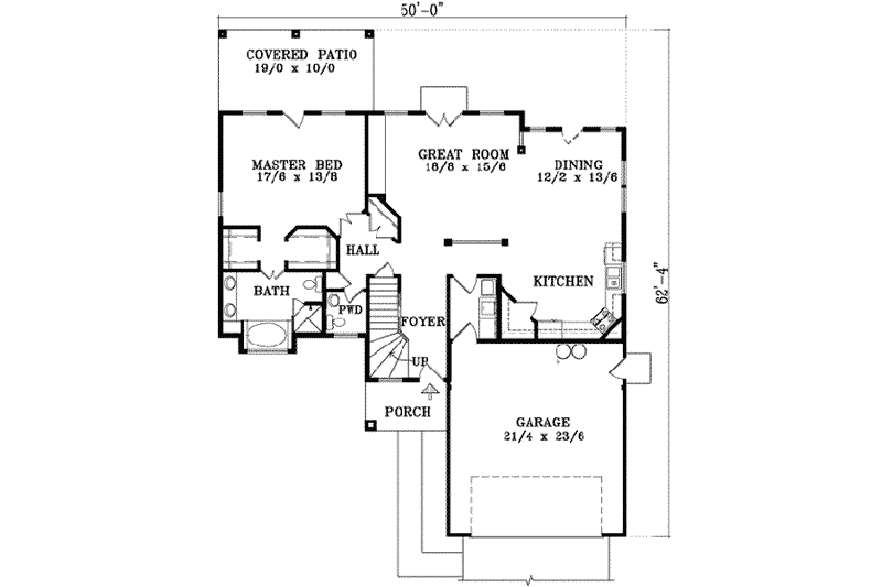 Architectural House Design - Floor Plan - Main Floor for European House Plan #1-1435 - 3 bed, 2.5 bath