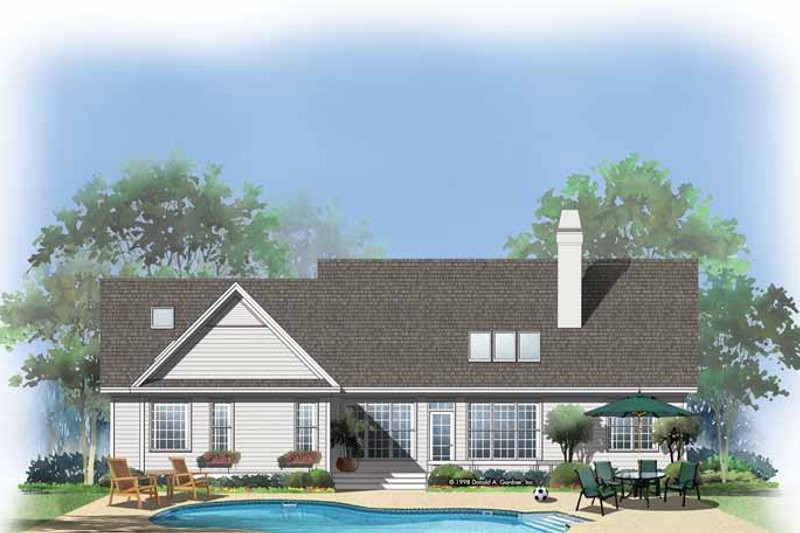 Home Plan - Exterior - Rear Elevation for Country House Plan #929-310 - 3 bed, 2 bath