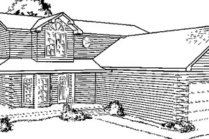 House Blueprint - Log Exterior - Front Elevation Plan #964-11