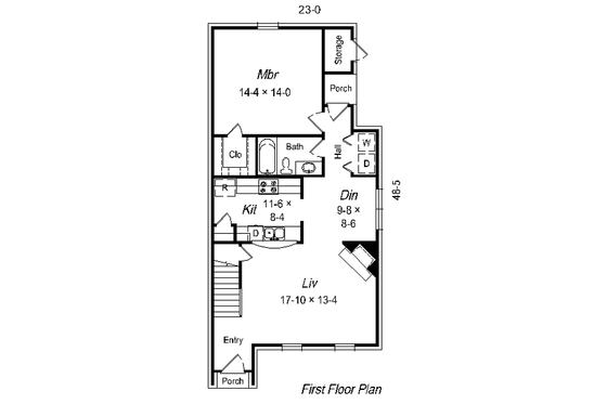 Floor Plan - Main Floor for European House Plan #329-183 - 3 bed, 2 bath