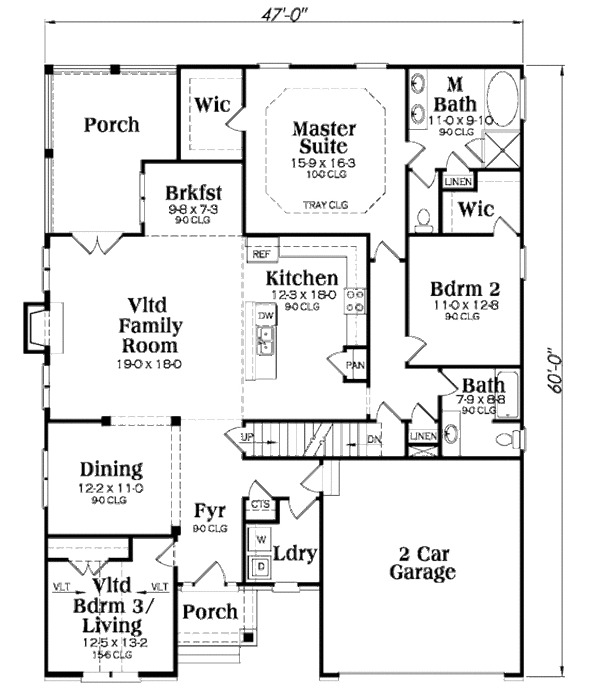 Dream House Plan - Craftsman style house plan, main level floor plan