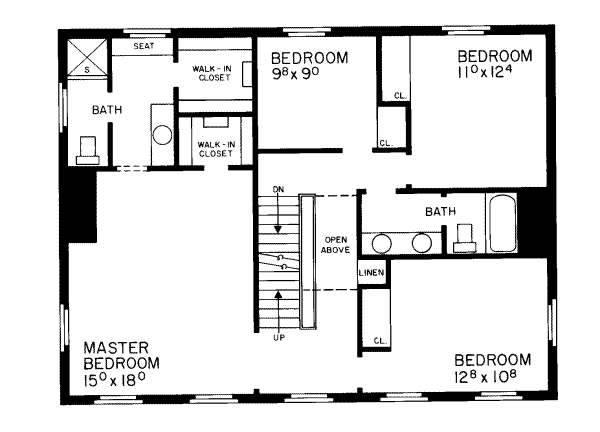 Architectural House Design - Colonial Floor Plan - Upper Floor Plan #72-353