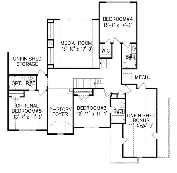 Architectural House Design - European Floor Plan - Upper Floor Plan #54-421