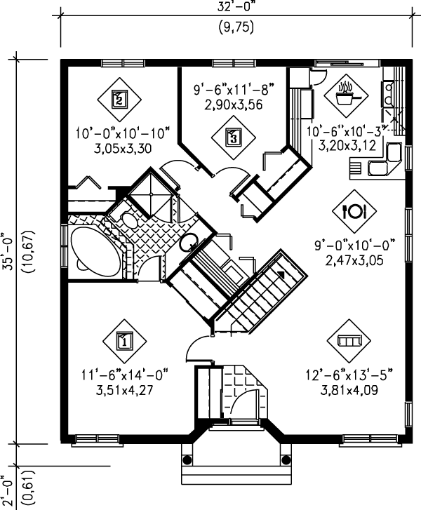 European Floor Plan - Main Floor Plan #25-1080