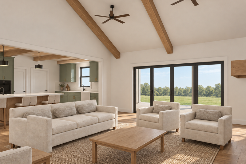 House Blueprint - Interior - Family Room 1 for Farmhouse House Plan #923-520 - 4 bed, 3 bath