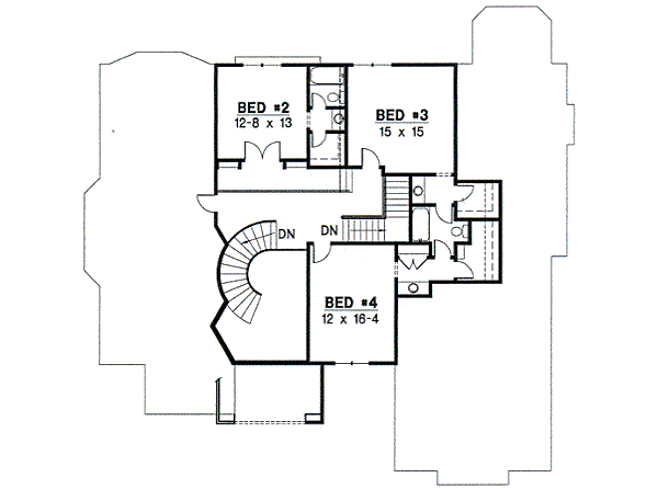 European Floor Plan - Upper Floor Plan #67-457