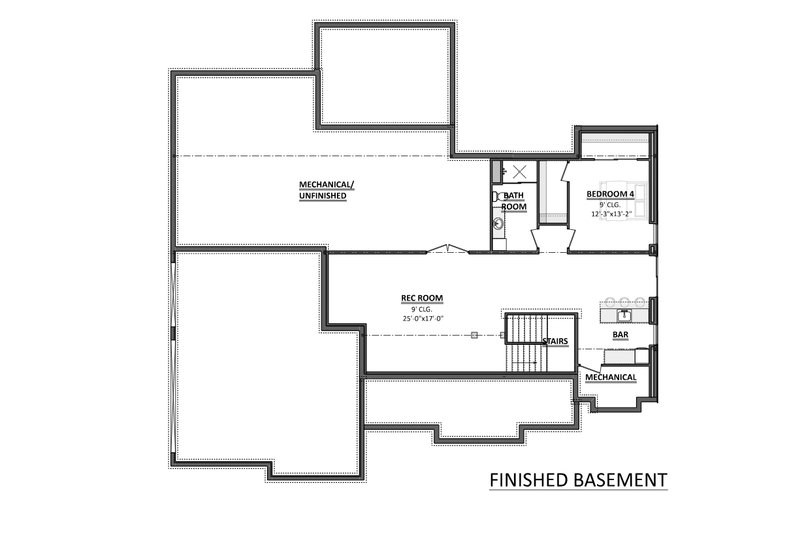 Dream House Plan - Floor Plan - Lower Floor for Country House Plan #1089-40 - 3 bed, 2.5 bath