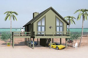 Beach Exterior - Front Elevation Plan #81-13765