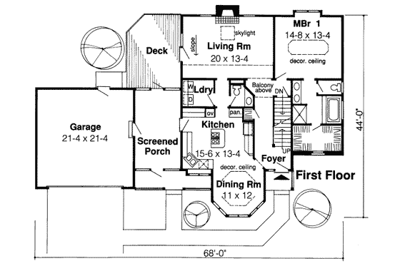 Floor Plan - Main Floor for Traditional House Plan #312-308 - 3 bed, 2.5 bath