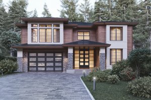 Exterior - Front Elevation 3 for Contemporary House Plan #1066-21 - 5 bed, 4.5 bath