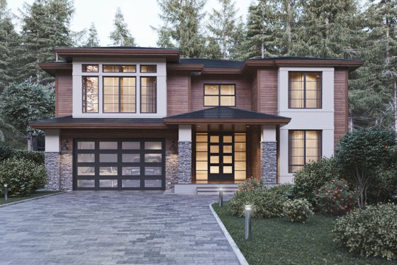 Exterior - Front Elevation 3 for Contemporary House Plan #1066-21 - 5 bed, 4.5 bath