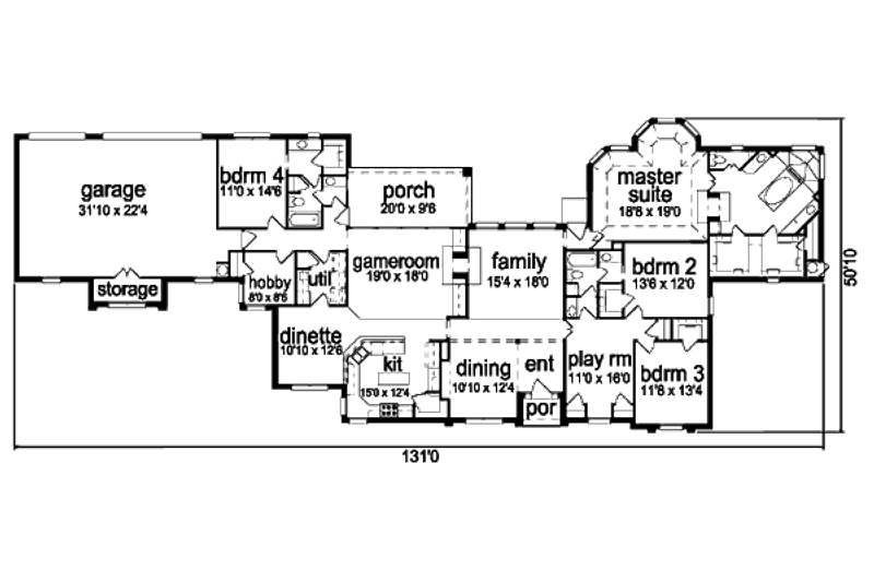 Home Plan - Floor Plan - Main Floor for Traditional House Plan #84-407 - 4 bed, 3 bath